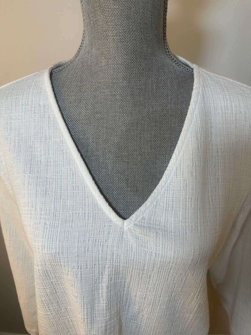 J. Crew White Waffle-Knit Top size Large - Picture 3 of 13